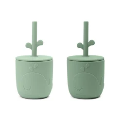 Peekaboo straw cup 2-pack - Wally - Green