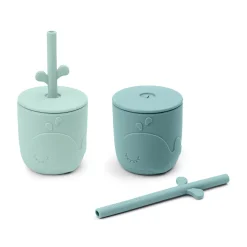 Peekaboo straw cup 2-pack - Wally - Blue