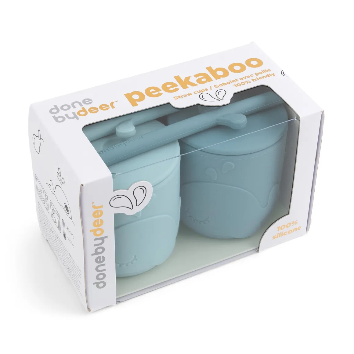 Peekaboo straw cup 2-pack - Wally - Blue