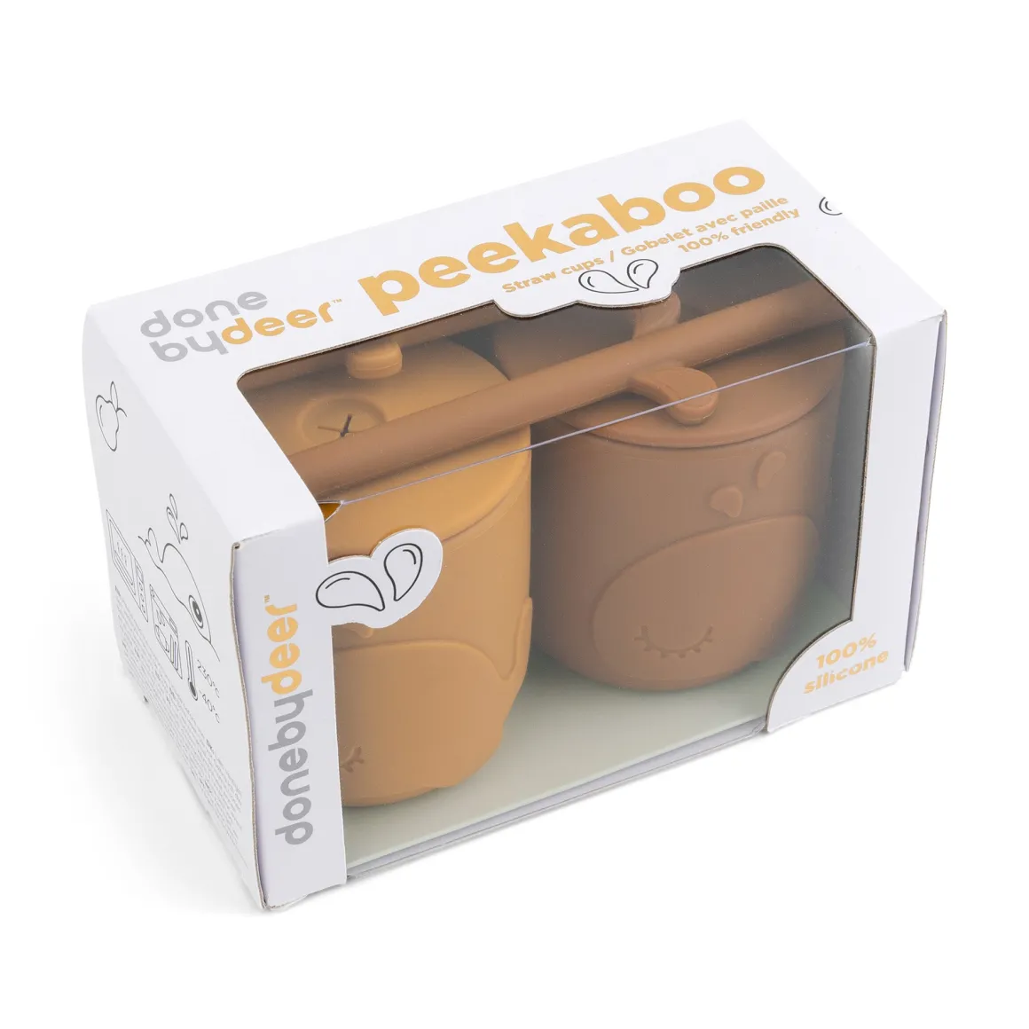 Peekaboo straw cup 2-pack - Wally - Mustard
