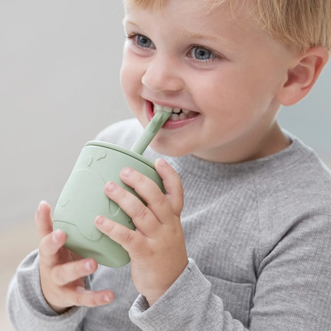 Peekaboo straw cup 2-pack - Wally - Blue