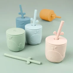 Peekaboo straw cup 2-pack - Wally - Mustard