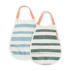 Pull-over bib 2-pack - Stripes - Blue/Green