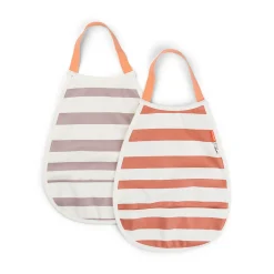Pull-over bib 2-pack - Stripes - Papaya/Powder