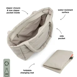 Quilted changing tote bag - Sand