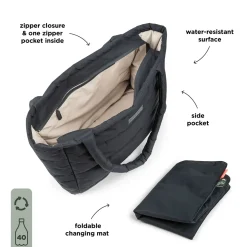 Quilted changing tote bag - Black