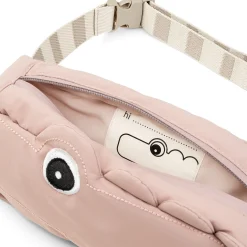 Quilted cross-over kids bag - Croco - Powder