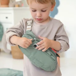 Quilted cross-over kids bag - Croco - Green
