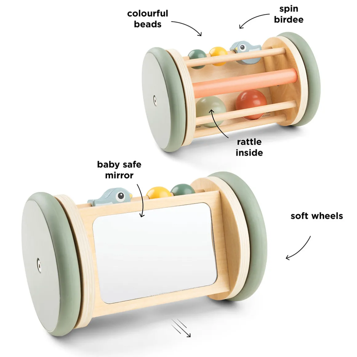 Rolling activity mirror - Birdee - Colour mix