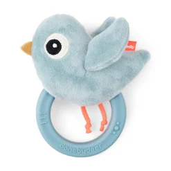 Sensory rattle w/teether - Birdee - Blue