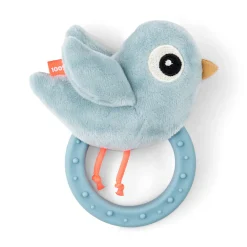Sensory rattle w/teether - Birdee - Blue