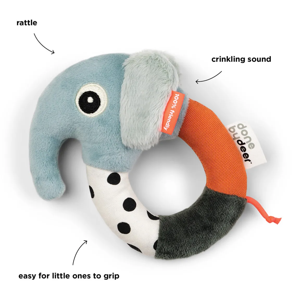 Sensory ring rattle - Elphee - Blue