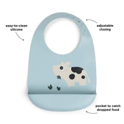 Silicone bib - Dotti - Blue