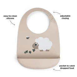 Silicone bib - Sheepy - Sand