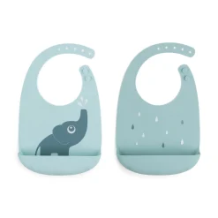 Silicone bib 2-pack - Elphee - Blue