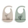Silicone bib 2-pack - Lalee - Sand/Green