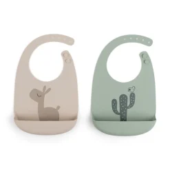 Silicone bib 2-pack - Lalee - Sand/Green