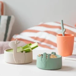 Silicone bowl set 2 pcs - Lalee - Sand/Green