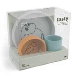 Silicone dinner set - Elphee - Grey/Mustard/Blue