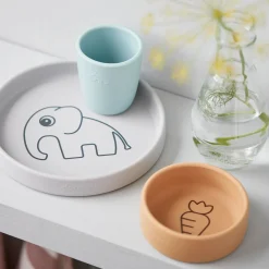 Silicone dinner set - Elphee - Grey/Mustard/Blue