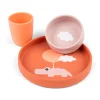 Silicone dinner set - Happy clouds - Papaya