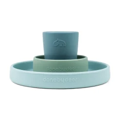 Silicone dinner set - Happy clouds - Blue