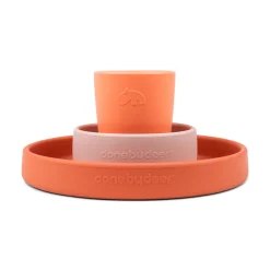 Silicone dinner set - Happy clouds - Papaya