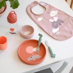 Silicone dinner set - Happy clouds - Papaya