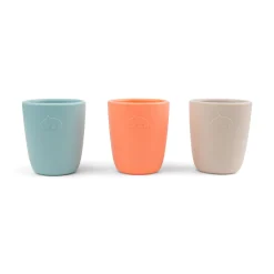 Silicone mini mug 3-pack - Coral/Sand/Blue