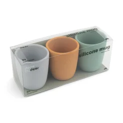 Silicone mini mug 3-pack - Green/Mustard/Sand