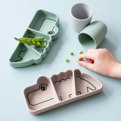 Silicone Stick & Stay snackplate - Croco - Powder