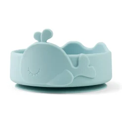 Silicone Stick&Stay bowl & baby spoon - Wally - Blue