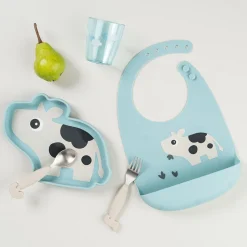 Silicone Stick&Stay plate - Dotti - Blue