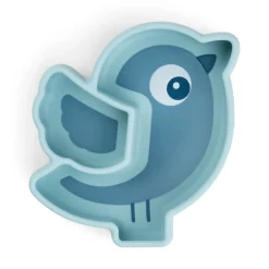 Silicone Stick&Stay snack plate - Birdee - Blue