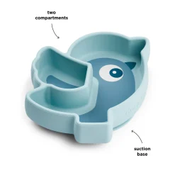 Silicone Stick&Stay snack plate - Birdee - Blue