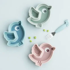 Silicone Stick&Stay snack plate - Birdee - Green