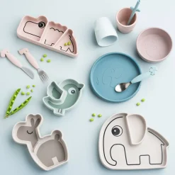 Silicone Stick&Stay snack plate - Birdee - Green