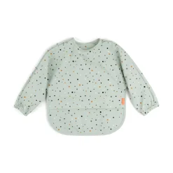 Sleeved pocket bib - Happy dots - Green