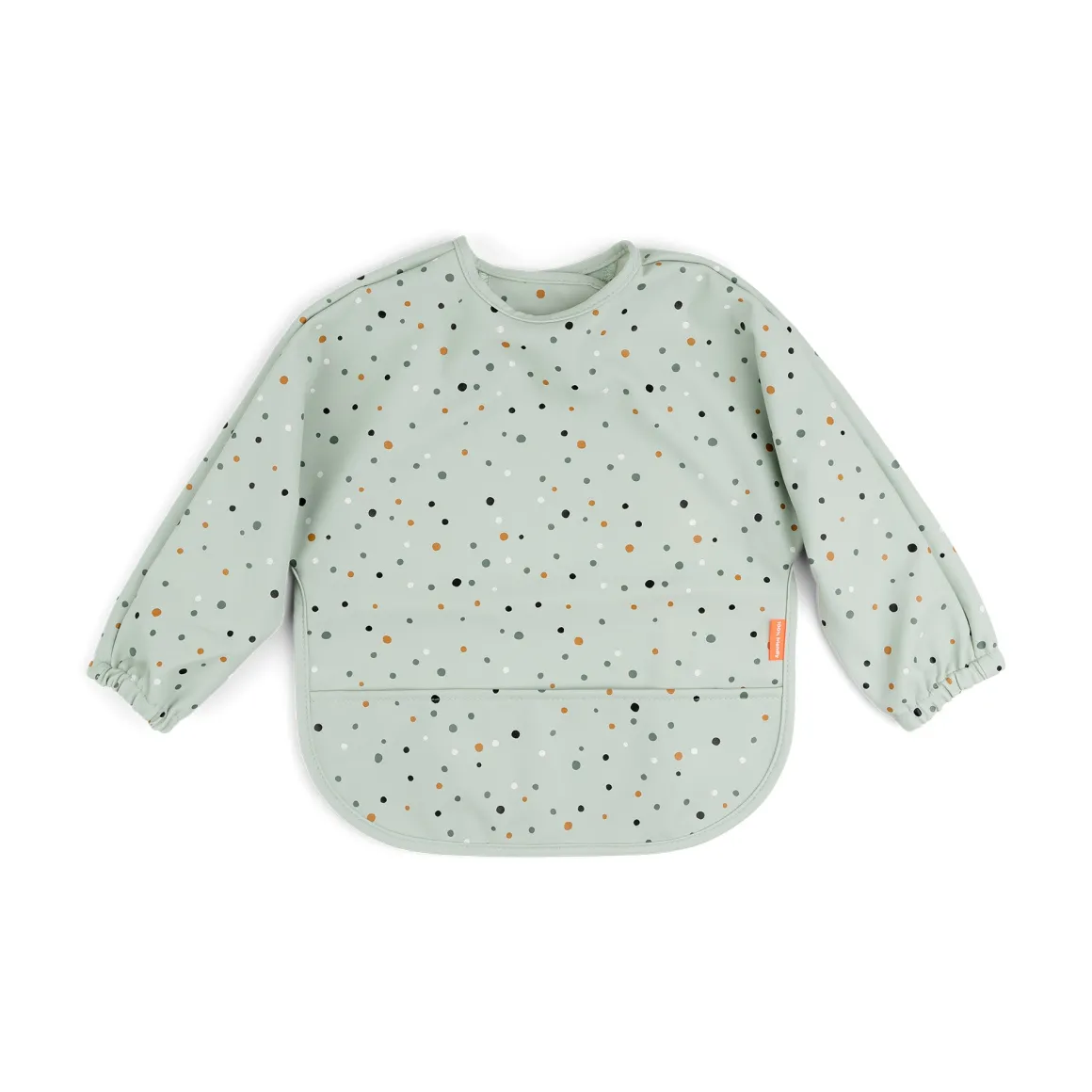 Sleeved pocket bib - Happy dots - Green