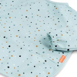 Sleeved pocket bib - Happy dots - Blue