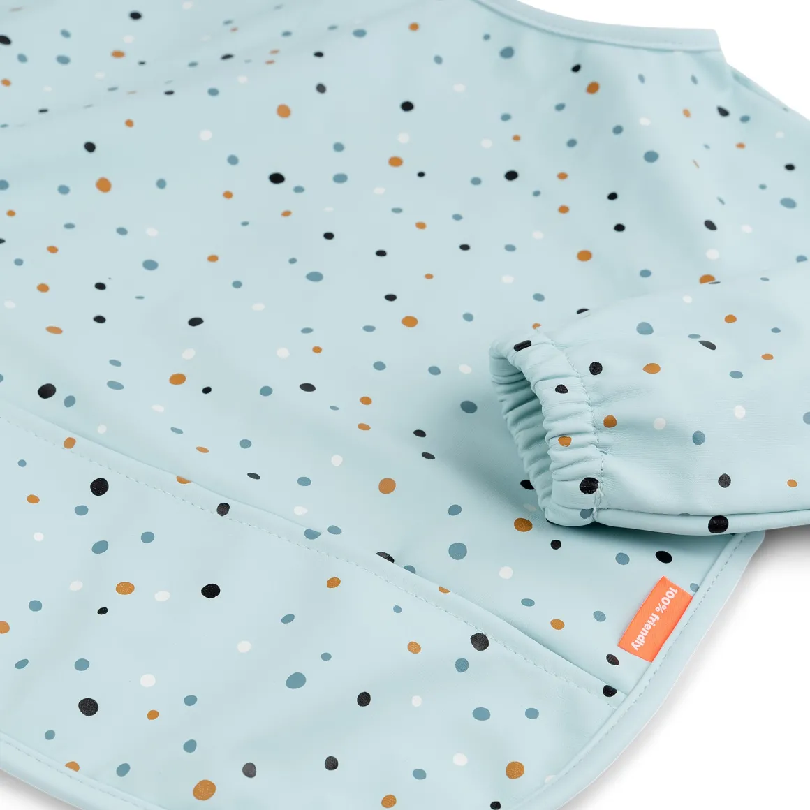 Sleeved pocket bib - Happy dots - Blue