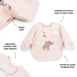 Sleeved pocket bib - Playground - Powder