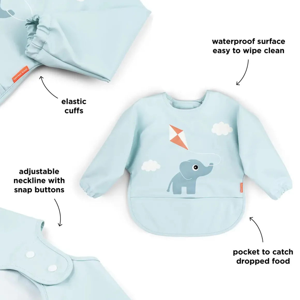 Sleeved pocket bib - Playground - Blue