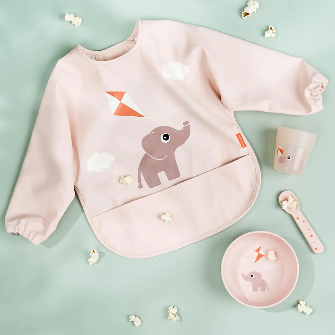 Sleeved pocket bib - Playground - Powder