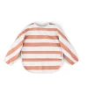 Sleeved pocket bib - Stripes - Papaya
