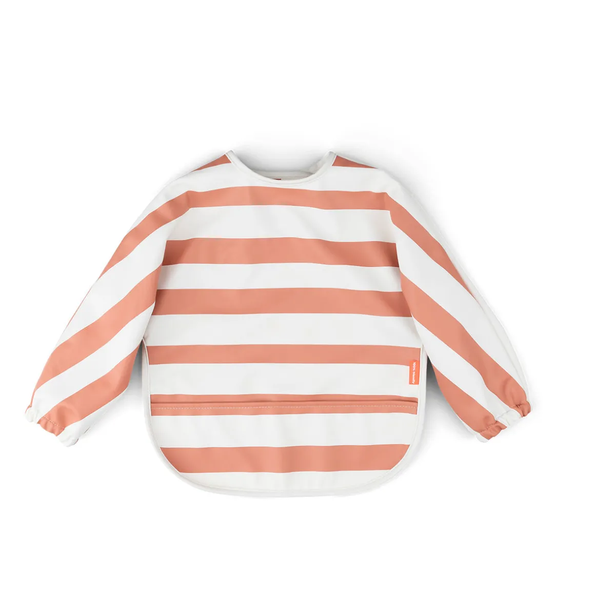 Sleeved pocket bib - Stripes - Papaya