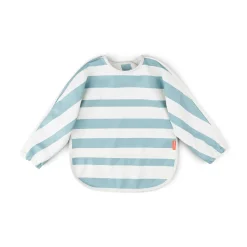 Sleeved pocket bib - Stripes - Blue