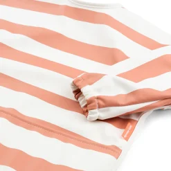 Sleeved pocket bib - Stripes - Papaya