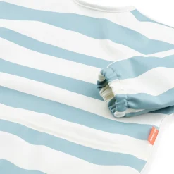 Sleeved pocket bib - Stripes - Blue