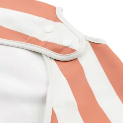 Sleeved pocket bib - Stripes - Papaya